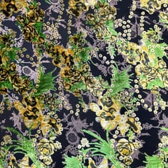 Black Colour Velvet Brasso Printed Fabric