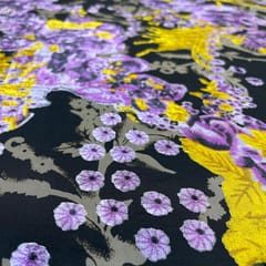 Purple Colour Velvet Brasso Printed Fabric