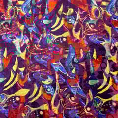 Purple Colour Velvet Brasso Printed Fabric