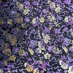 Multi Colour Velvet Brasso Printed Fabric