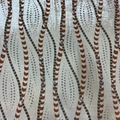 Peach Colour Velvet Brasso Printed Fabric