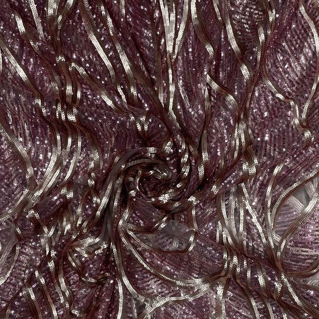 Onion Pink Colour Net Embroidered Fabric