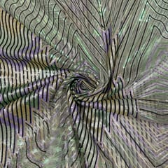 Sea Green Colour Net Embroidered Fabric