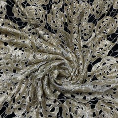Gold Colour Net Embroidered Fabric
