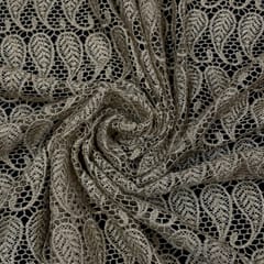 Beige Colour Net Embroidered Fabric