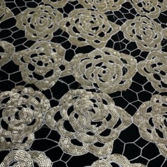 Gold Colour Net Embroidered Fabric