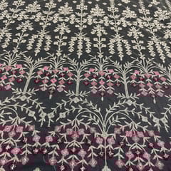 Light Gold Colour Net Embroidered Fabric