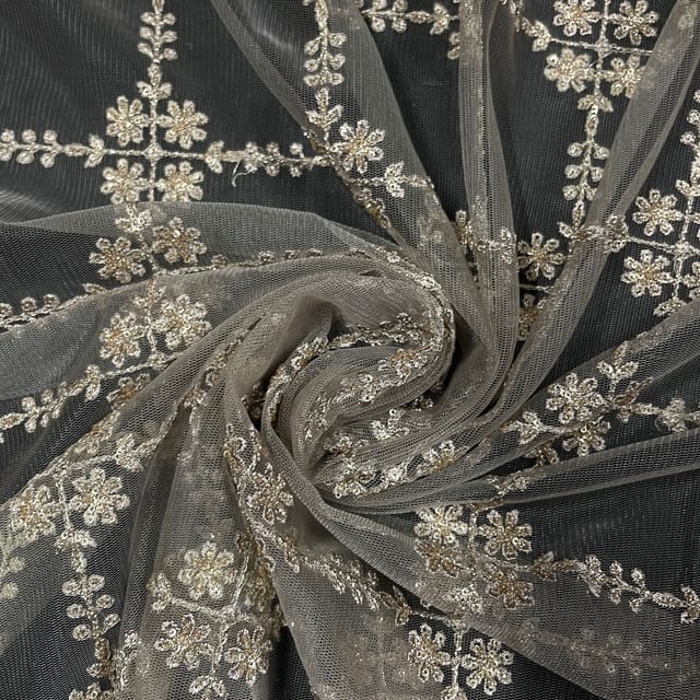 Mouse Colour Net Embroidered Fabric