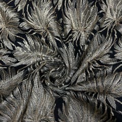 Black  Colour Net Embroidered Fabric