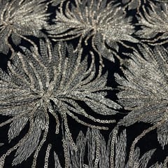 Black  Colour Net Embroidered Fabric