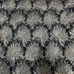 Black  Colour Net Embroidered Fabric