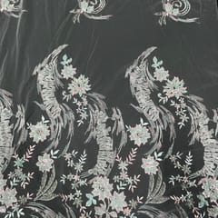 White Colour Net Embroidered Fabric