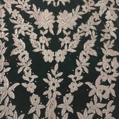 Pink Colour Net Embroidered Fabric