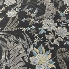 White Colour Net Embroidered Fabric