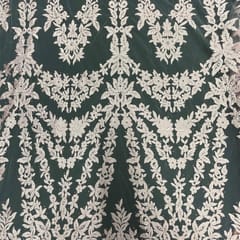 Pink Colour Net Embroidered Fabric