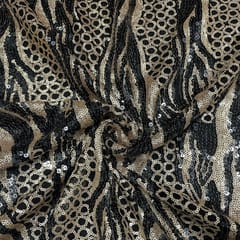 Black Colour Net Embroidered Fabric