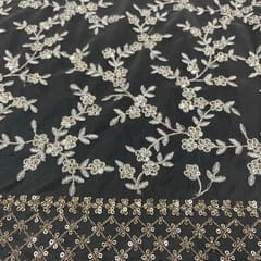 Light Green Colour Net Embroidered Fabric