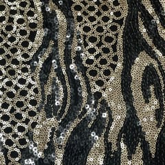 Black Colour Net Embroidered Fabric