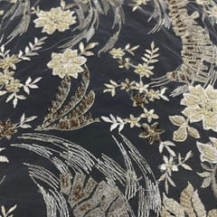 White Colour Net Embroidered Fabric