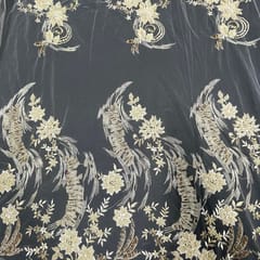 White Colour Net Embroidered Fabric