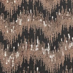 Peach Colour Net Embroidered Fabric