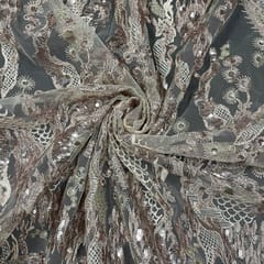 Light Beige Colour Net Embroidered Fabric