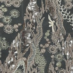 Light Beige Colour Net Embroidered Fabric