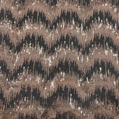 Peach Colour Net Embroidered Fabric