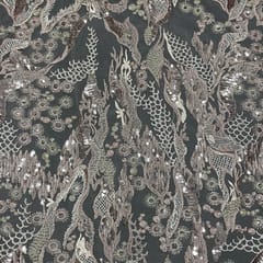 Light Beige Colour Net Embroidered Fabric