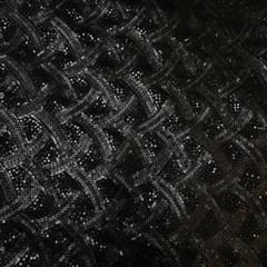 Black Colour Net Embroidered Fabric
