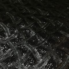 Black Colour Net Embroidered Fabric