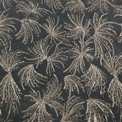 Peach Colour Net Embroidered Fabric