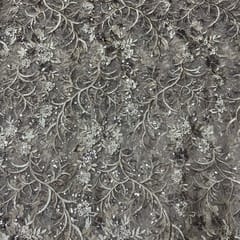 Light Gold Colour Net Embroidered Fabric