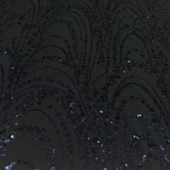 Navy Blue Colour Net Embroidered Fabric