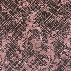 Pink Colour Net Embroidered Fabric