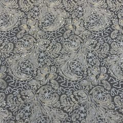 White Colour Net Embroidered Fabric