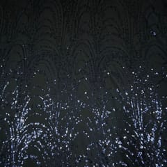 Navy Blue Colour Net Embroidered Fabric