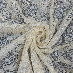 White Colour Net Embroidered Fabric