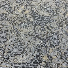 White Colour Net Embroidered Fabric
