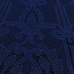 Navy Blue Colour Net Embroidered Fabric