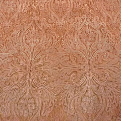 Peach Colour Net Embroidered Fabric