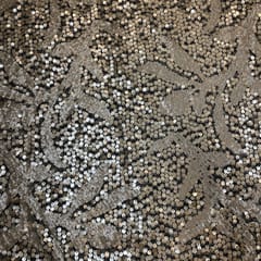 Golden Colour Net Embroidered Fabric