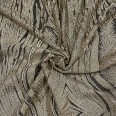 Golden Colour Net Embroidered Fabric