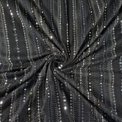 Black Colour Georgette Embroidered Fabric
