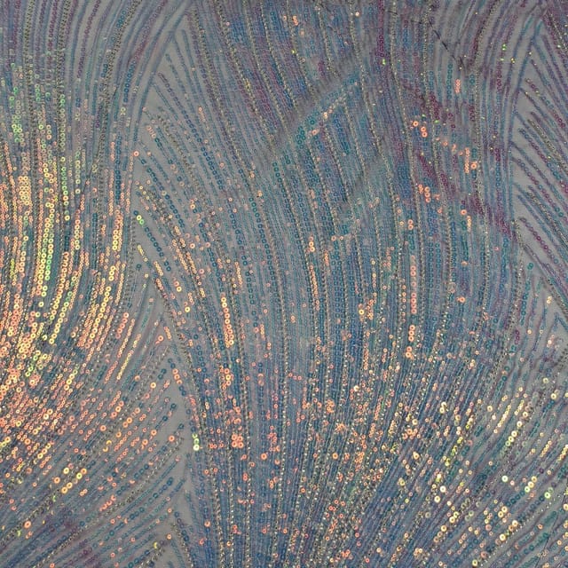 Multi Colour Rainbow Sequins Embroidered Fabric