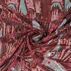 Maroon Colour Sequins Embroidered Fabric