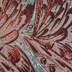 Maroon Colour Sequins Embroidered Fabric