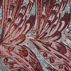 Maroon Colour Sequins Embroidered Fabric