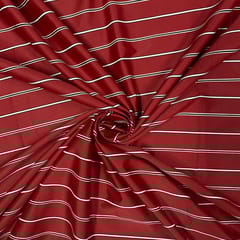 Rust Colour Mettalic Lycra Stripes Fabric