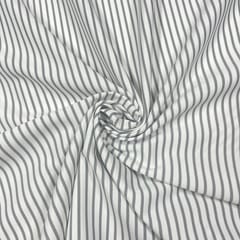 White Colour Zara Lycra Stripes Fabric
